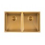 Aqu Brushed Gold Handmade Double Bowls Kitchen Sink 820*457*230 Aqu Brushed Gold Handmade Double Bowls Kitchen Sink 820*457*230